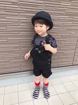 「長靴」｜「アイテム（サロペット/オーバーオール）」を使った、toooomさん（キッズ・90cm）の夏コーディネート