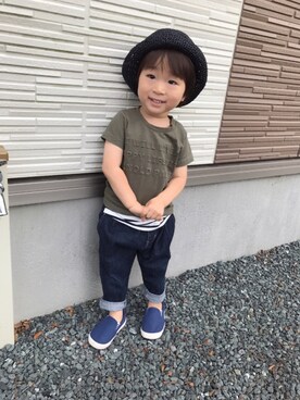 「静岡キッズ」｜「アイテム（帽子）」を使った、toooomさん（キッズ・90cm）の夏コーディネート