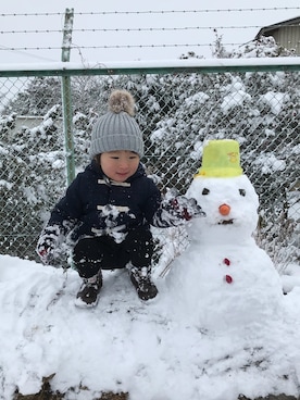 「雪だるま」｜toooomさん（キッズ・90cm）の冬コーディネート