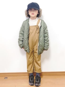 「green label relaxing（グリーンレーベルリラクシング）のアイテム（オールインワン・サロペット）」を使った、*soleil88*さん（キッズ・110cm）の冬コーディネート