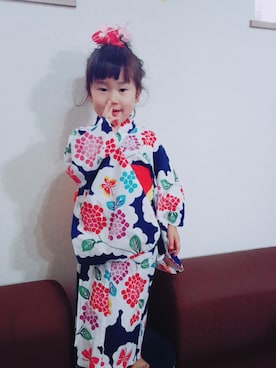 「おんなのこコーデ」｜「アイテム（浴衣）」を使った、rin♡mamaさん（レディース・160cm）の夏コーディネート