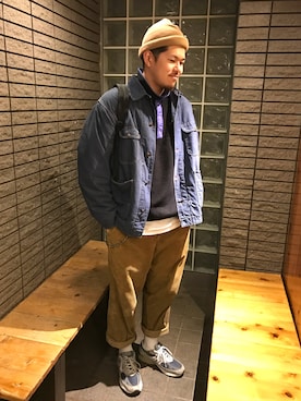 「BIG MAC（ビッグマック）のアイテム（カバーオール）」を使った、ちゃん塚ちゃんさん（メンズ・189cm）の冬コーディネート