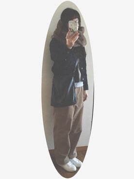 「ホワイトスニーカー」｜「アイテム（デニムジャケット）」を使った、  i r *さん（レディース・166cm）の冬コーディネート