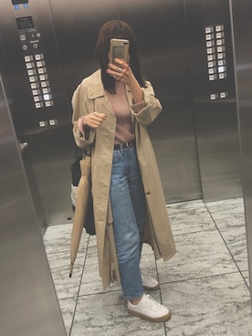 「BURBERRY（バーバリー）のアイテム（ステンカラーコート）」を使った、hrskh95さん（レディース・152cm）の秋コーディネート