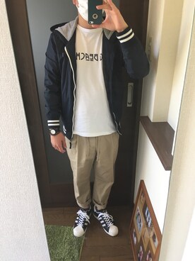 「H&M（エイチ・アンド・エム）のアイテム（ナイロンジャケット）」を使った、masa.ncoさん（メンズ・168cm）の春コーディネート