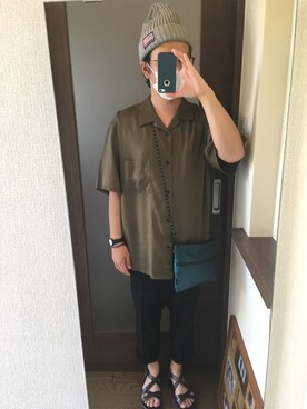 「niko and...（ニコアンド）のリバーシブルサコッシュ（ショルダーバッグ）」を使った、masa.ncoさん（メンズ・168cm）の夏コーディネート