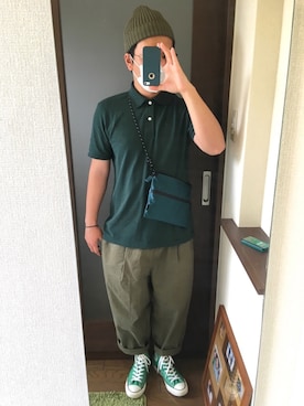 「niko and...（ニコアンド）のリバーシブルサコッシュ（ショルダーバッグ）」を使った、masa.ncoさん（メンズ・168cm）の夏コーディネート