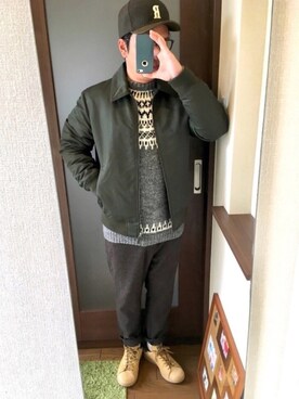 「Ruben（ルーベン）のアイテム（キャップ）」を使った、masa.ncoさん（メンズ・168cm）の冬コーディネート