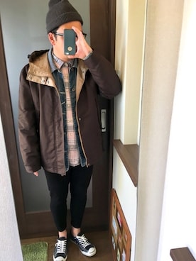 「チョコ色に染まれ」｜「アイテム（マウンテンパーカー）」を使った、masa.ncoさん（メンズ・168cm）の冬コーディネート
