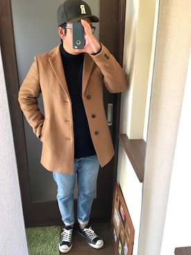 「Ruben（ルーベン）のアイテム（キャップ）」を使った、masa.ncoさん（メンズ・168cm）の冬コーディネート