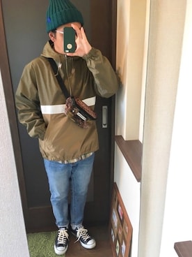 「zozoデニム」｜「アイテム（ナイロンジャケット）」を使った、masa.ncoさん（メンズ・168cm）の春コーディネート