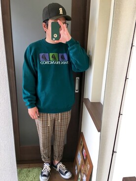 「Ruben（ルーベン）のアイテム（キャップ）」を使った、masa.ncoさん（メンズ・168cm）の春コーディネート