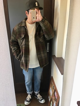 「Ruben（ルーベン）のアイテム（キャップ）」を使った、masa.ncoさん（メンズ・168cm）の冬コーディネート