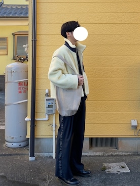 「MYne（マイン）のアイテム（パンツ）」を使った、89さん（メンズ・175cm）の冬コーディネート
