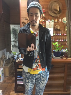 「KAPITAL」｜「アイテム（ニットキャップ/ビーニー）」を使った、 Beatnik BeaTの中の人さん（メンズ・175cm）の秋コーディネート