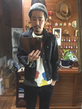 「KAPITAL」｜「アイテム（ニットキャップ/ビーニー）」を使った、 Beatnik BeaTの中の人さん（メンズ・175cm）の秋コーディネート