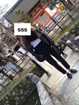 「NICE CLAUP（ナイスクラップ）のアイテム（ライダースジャケット）」を使った、sssさん（レディース・155cm）の春コーディネート