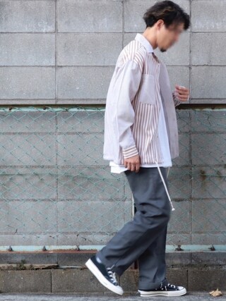 Hayato使用「wakami（wakami/ワカミ オープンカラーシャツ）」的時尚穿搭