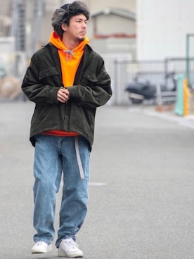 「アイテム（ステッカー/テープ）」を使った、Hayatoさん（メンズ・173cm）の冬コーディネート