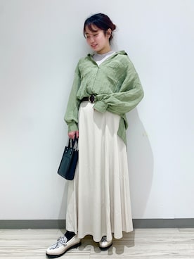 「PAGEBOY（ページボーイ）のリングベルト（ベルト）」を使った、Rihoさん（レディース・156cm）の春コーディネート