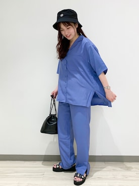 「PBLIM（ページボーイリム）のPAGEBOYLIM/ロゴ刺繍バケットハット2（ハット）」を使った、ぱらんさん（レディース・156cm・20代）の春コーディネート