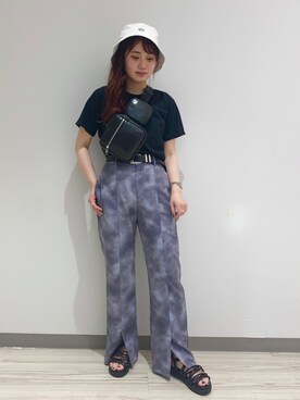 「PBLIM（ページボーイリム）のPAGEBOYLIM/ロゴ刺繍バケットハット2（ハット）」を使った、ぱらんさん（レディース・156cm・20代）の春コーディネート