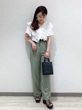 「PAGEBOY（ページボーイ）のリングベルト（ベルト）」を使った、Rihoさん（レディース・156cm）の春コーディネート