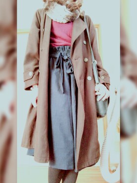 「GU（ジーユー）のアイテム（スカート、ブラック系）」を使った、麗さん（レディース・160cm）の冬コーディネート