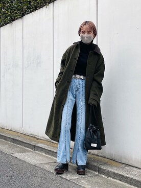 「PAGEBOY」｜「アイテム（ステンカラーコート）」を使った、okuyuさん（レディース・154cm）の冬コーディネート