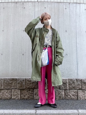 「シアタープロダクツ(THEATRE PRODUCTS)」｜「アイテム（モッズコート）」を使った、okuyuさん（レディース・154cm）の春コーディネート