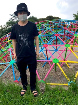 「glamb（グラム）のアイテム（サンダル）」を使った、TOMさん（メンズ・160cm）の夏コーディネート