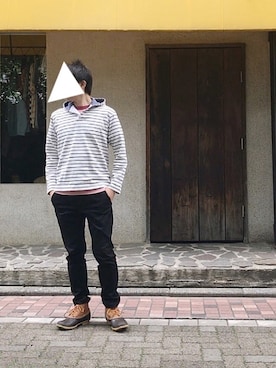 「UNIQLO（ユニクロ）のウルトラストレッチスキニーチノ（チノパンツ、ブラック系）」を使った、おくだいさん（メンズ・172cm）の夏コーディネート