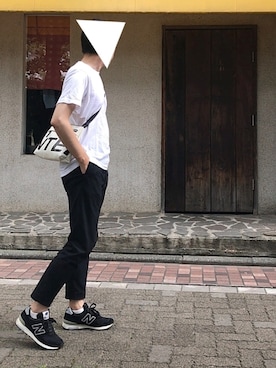 「UNIQLO（ユニクロ）のアイテム（Tシャツ/カットソー、ホワイト系）」を使った、おくだいさん（メンズ・172cm）の夏コーディネート