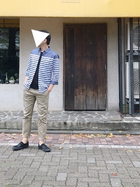「SHIPS JET BLUE（シップスジェットブルー）のアイテム（チノパンツ）」を使った、おくだいさん（メンズ・172cm）の秋コーディネート