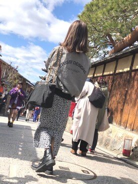 「STUSSY（ステューシー）のアイテム（ブルゾン）」を使った、mさん（レディース・156cm）の春コーディネート