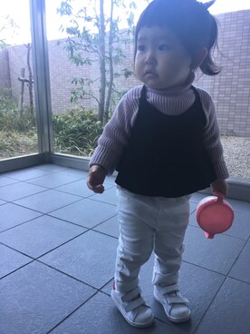 「アイテム（キャミソール）」を使った、ゆーいさん（キッズ・80cm）の春コーディネート