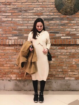 「UNKNOWN.（アンノウン）のアイテム（ワンピース/ドレス）」を使った、FWさん（レディース・160cm）の冬コーディネート