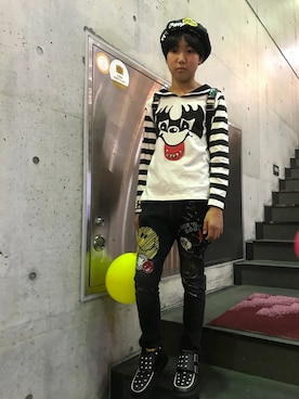 「ジュニアコーデ」｜「アイテム（ハンチング/ベレー帽）」を使った、SHO-さん（キッズ・154cm）の秋コーディネート