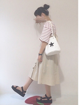 「chocomee（チョコミー）のアイテム（ワンピース/ドレス）」を使った、tsugu*さん（レディース・157cm）の夏コーディネート
