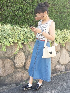 「chocomee（チョコミー）のアイテム（タンクトップ）」を使った、tsugu*さん（レディース・157cm）の夏コーディネート