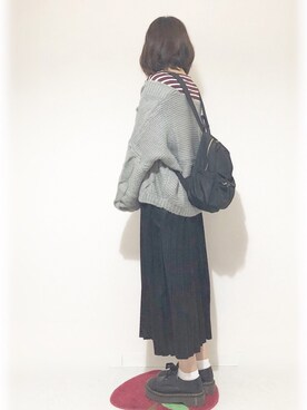 「chocomee（チョコミー）のアイテム（カーディガン/ボレロ）」を使った、tsugu*さん（レディース・157cm）の秋コーディネート