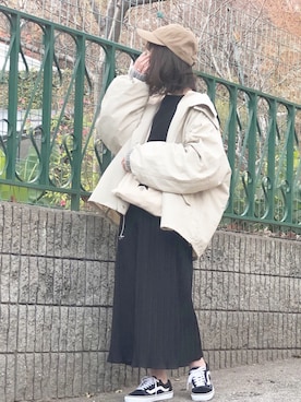 「chocomee（チョコミー）のアイテム（カーディガン/ボレロ）」を使った、tsugu*さん（レディース・157cm）の冬コーディネート
