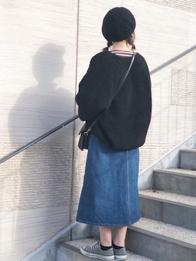 「chocomee（チョコミー）のアイテム（ハンチング/ベレー帽）」を使った、tsugu*さん（レディース・157cm）の冬コーディネート