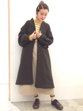 「POU DOU DOU（プードゥドゥ）のアイテム（その他アウター）」を使った、kato さん（レディース・157cm）の秋コーディネート