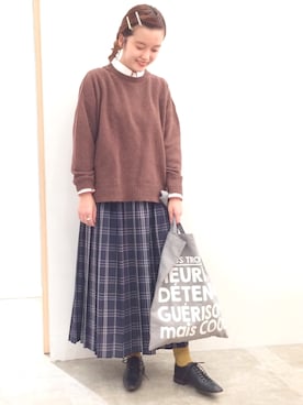 「POU DOU DOU（プードゥドゥ）のアイテム（シャツ/ブラウス）」を使った、kato さん（レディース・157cm）の秋コーディネート