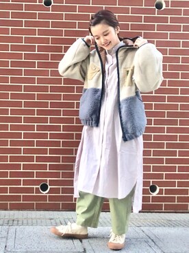 「POU DOU DOU（プードゥドゥ）のアイテム（ブルゾン）」を使った、kato さん（レディース・157cm）の冬コーディネート