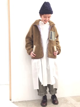 「POU DOU DOU（プードゥドゥ）のアイテム（ブルゾン）」を使った、kato さん（レディース・157cm）の冬コーディネート