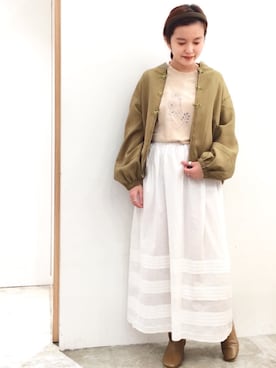 「POU DOU DOU（プードゥドゥ）のアイテム（ブルゾン）」を使った、kato さん（レディース・157cm）の冬コーディネート