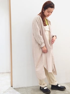 「POU DOU DOU（プードゥドゥ）のアイテム（サロペット/オーバーオール）」を使った、kato さん（レディース・157cm）の冬コーディネート