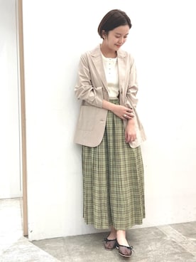 「POU DOU DOU（プードゥドゥ）のアイテム（ブルゾン）」を使った、kato さん（レディース・157cm）の春コーディネート